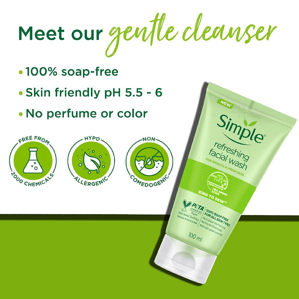 Simple Kind To Skin Refreshing Facial Wash 150 ml | For All Skin Types