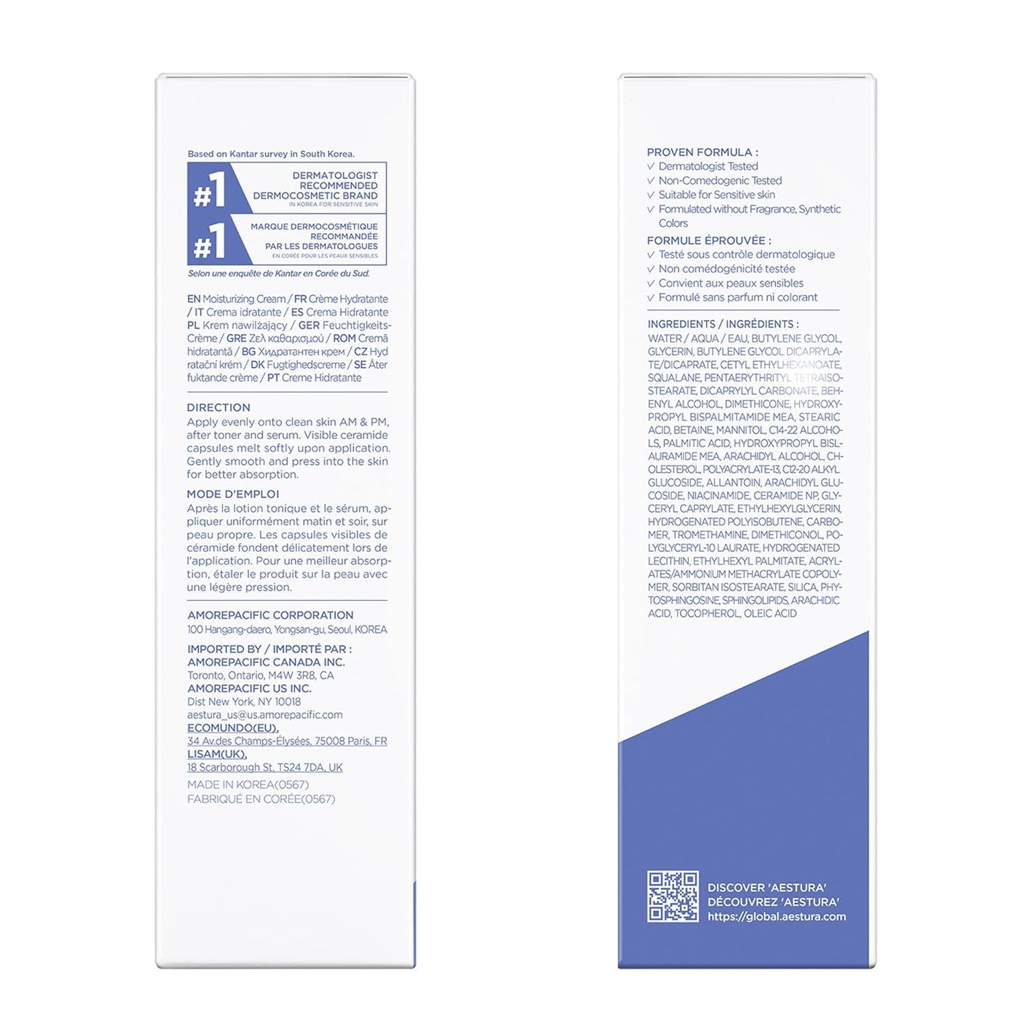 Aestura Atobarrier 365 cream with Ceramides 30ml, Korean Face Moisturizer for Barrier Repair