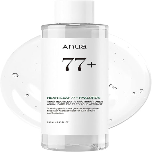 Anua skincare bottle with text on a white background