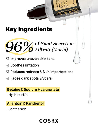 Cosrx Advanced Snail 96 Mucin Repairing Serum 100ml, Korean Skin Care